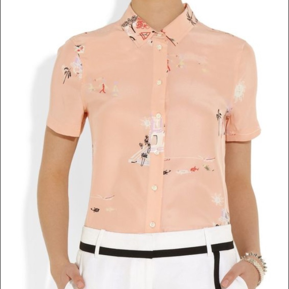 Pink J. Crew Hawaiian Short Sleeve Shirt