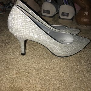 Fioni sparkly silver heels.