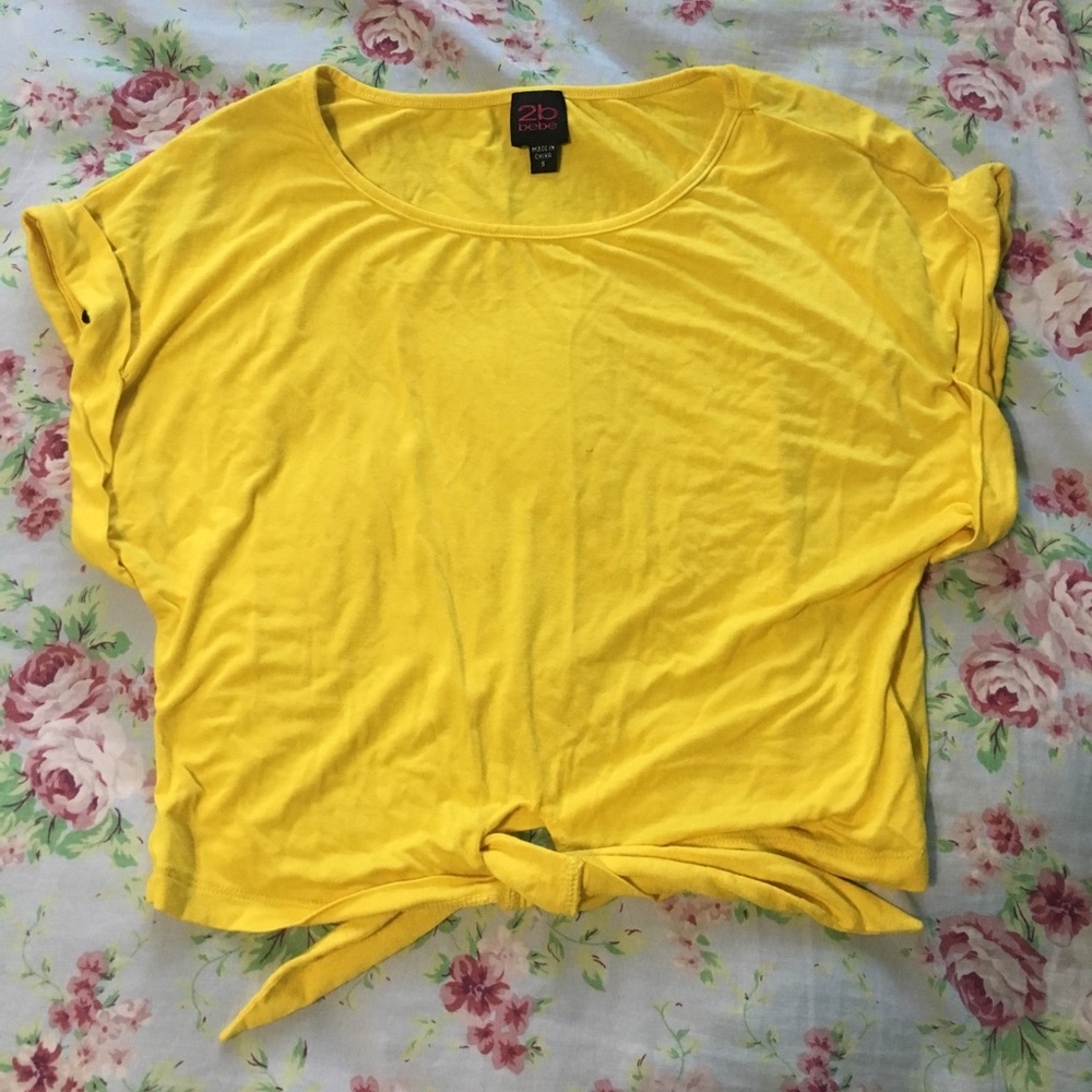 Bebe yellow tie crop top