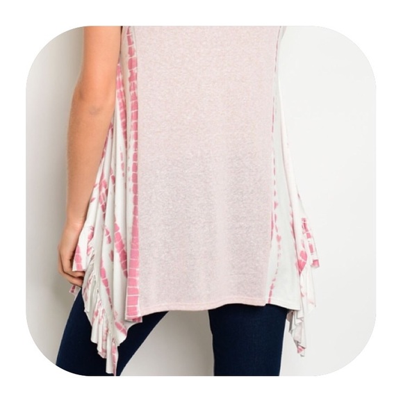 Blush Pink tank tunic with block tie dye - Picture 3 of 4