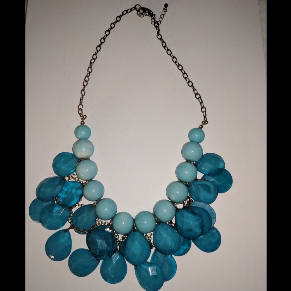 Blue chunky statement necklace