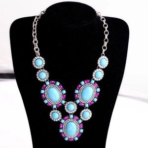 Purple and Sky Blue Statement Necklace
