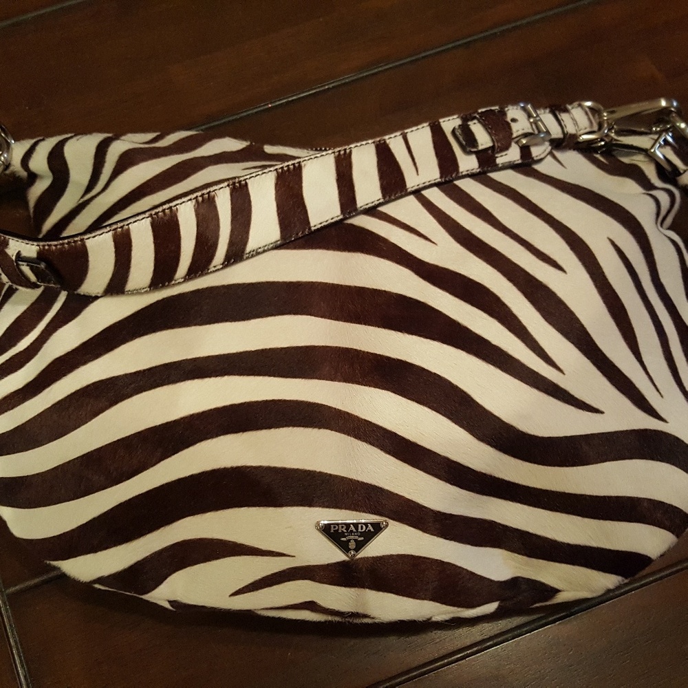 Prada Zebra Print Calf Hide Hobo