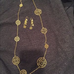 coach gold necklace and earring set