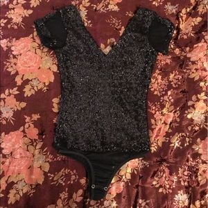 Bebe Sequin Bodysuit - Black