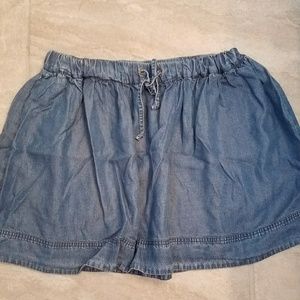 Fun Chambray Elastic Tie Waist Skirt