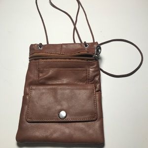 Brown leather cross body bag