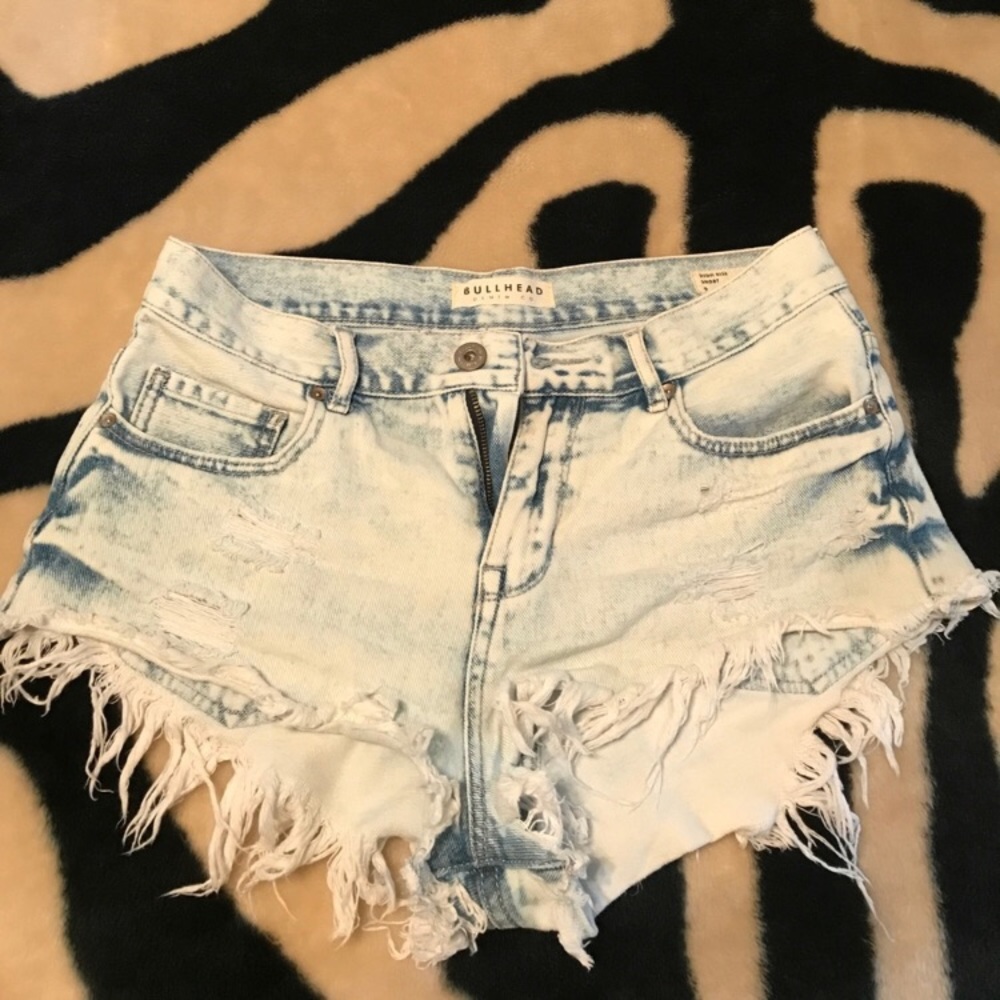 Bullhead High Rise Acid Denim Shorts