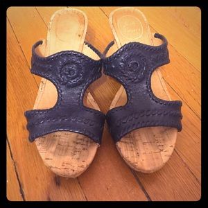 Jack Rogers navy blue Nora wedge sandals size 6.5