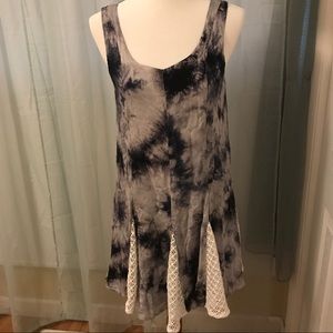 Tie dye dress with lace.