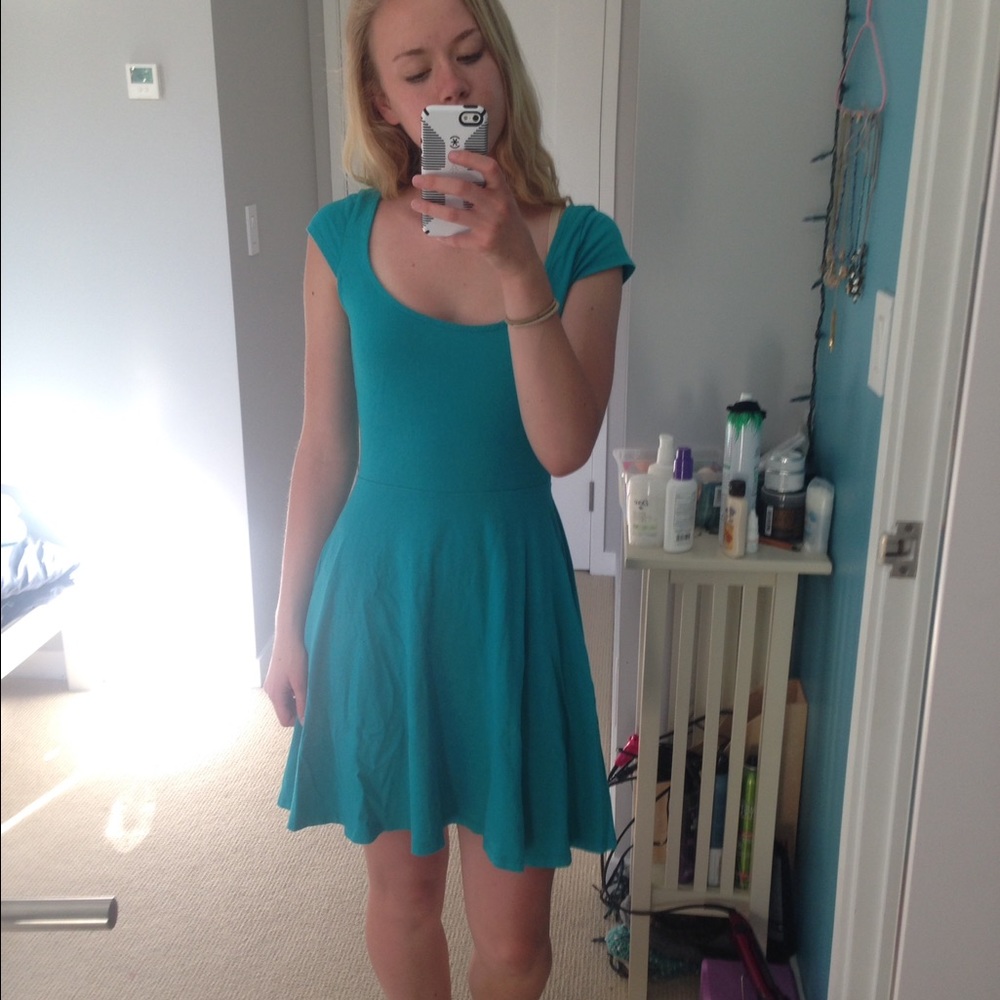turquoise skater dress