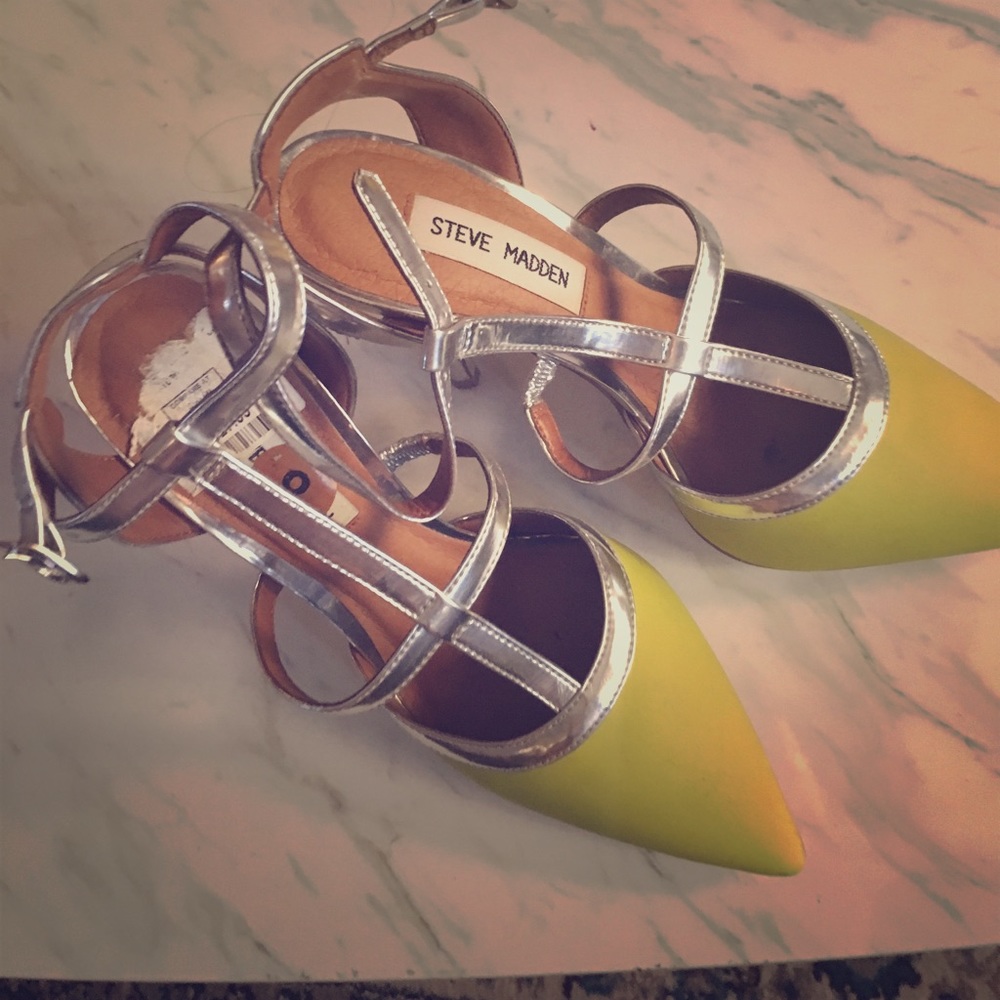 Lime green and silver heels STEVE MADDEN