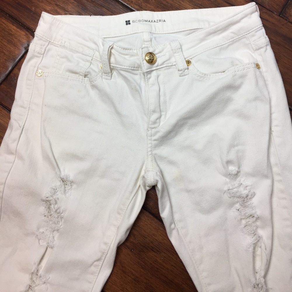 BCBG Maxazaria Distressed Skinny Jeans
