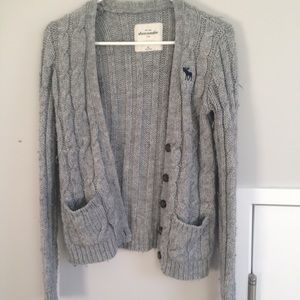 grey cardigan