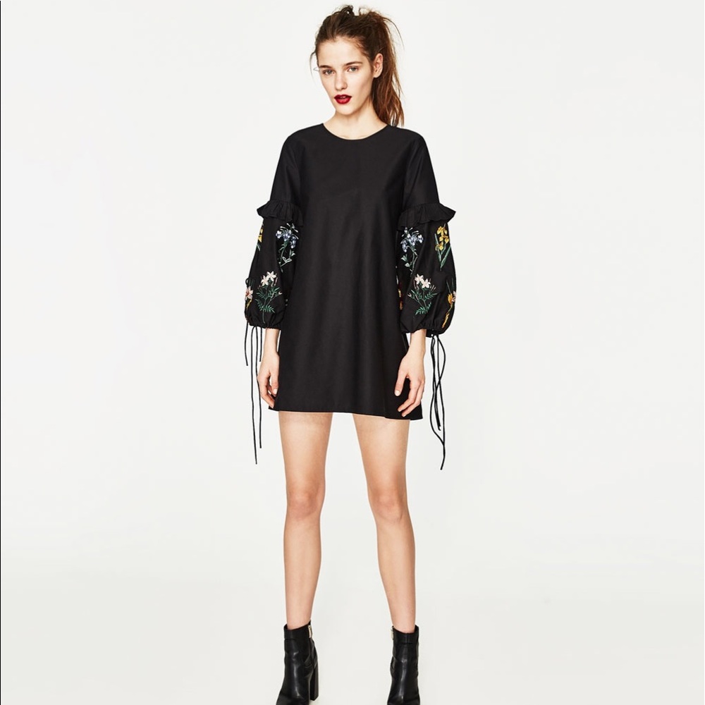 SALE Zara dress with embroided sleeves