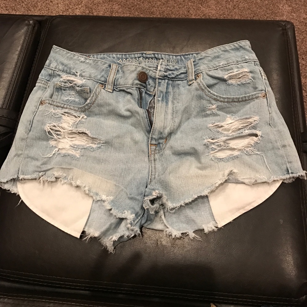 American Eagle high waisted destroyed denim shorts