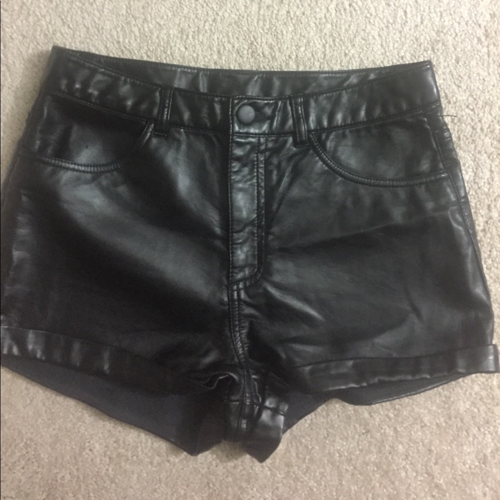 Vegan black leather shorts