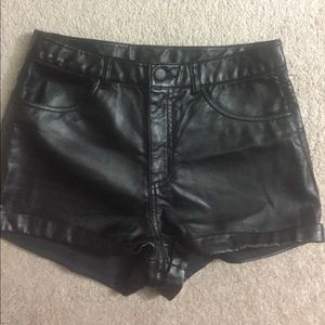 Vegan black leather shorts
