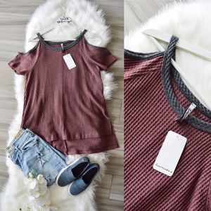 SOLD Love Marks cold shoulder Burgundy Tunic