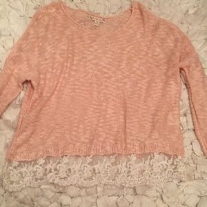 Adorable pink and lace sweater