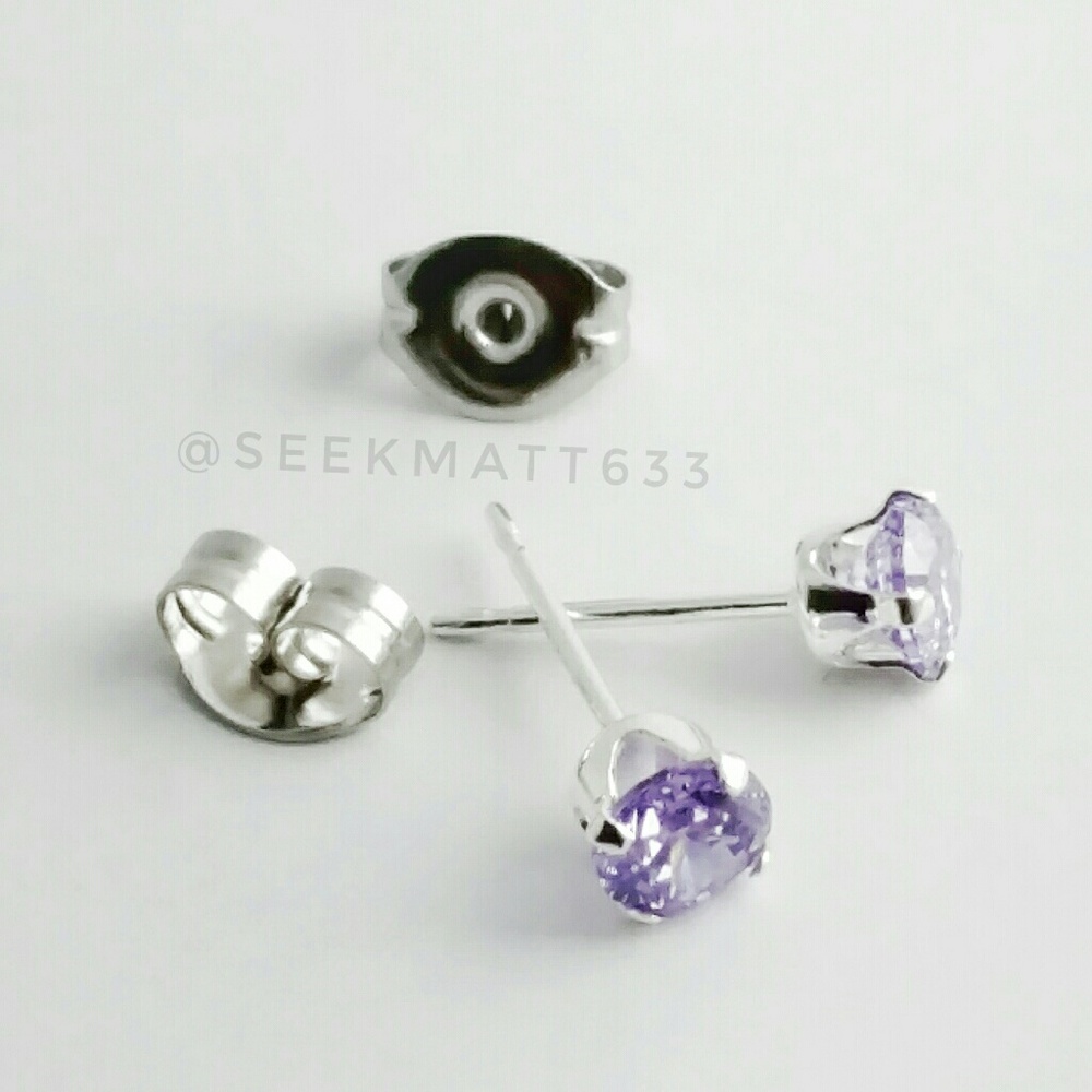 Sterling Silver Purple Genuine Gemstone Earrings