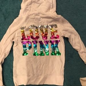 PINK Rainbow Sequin Zip Up