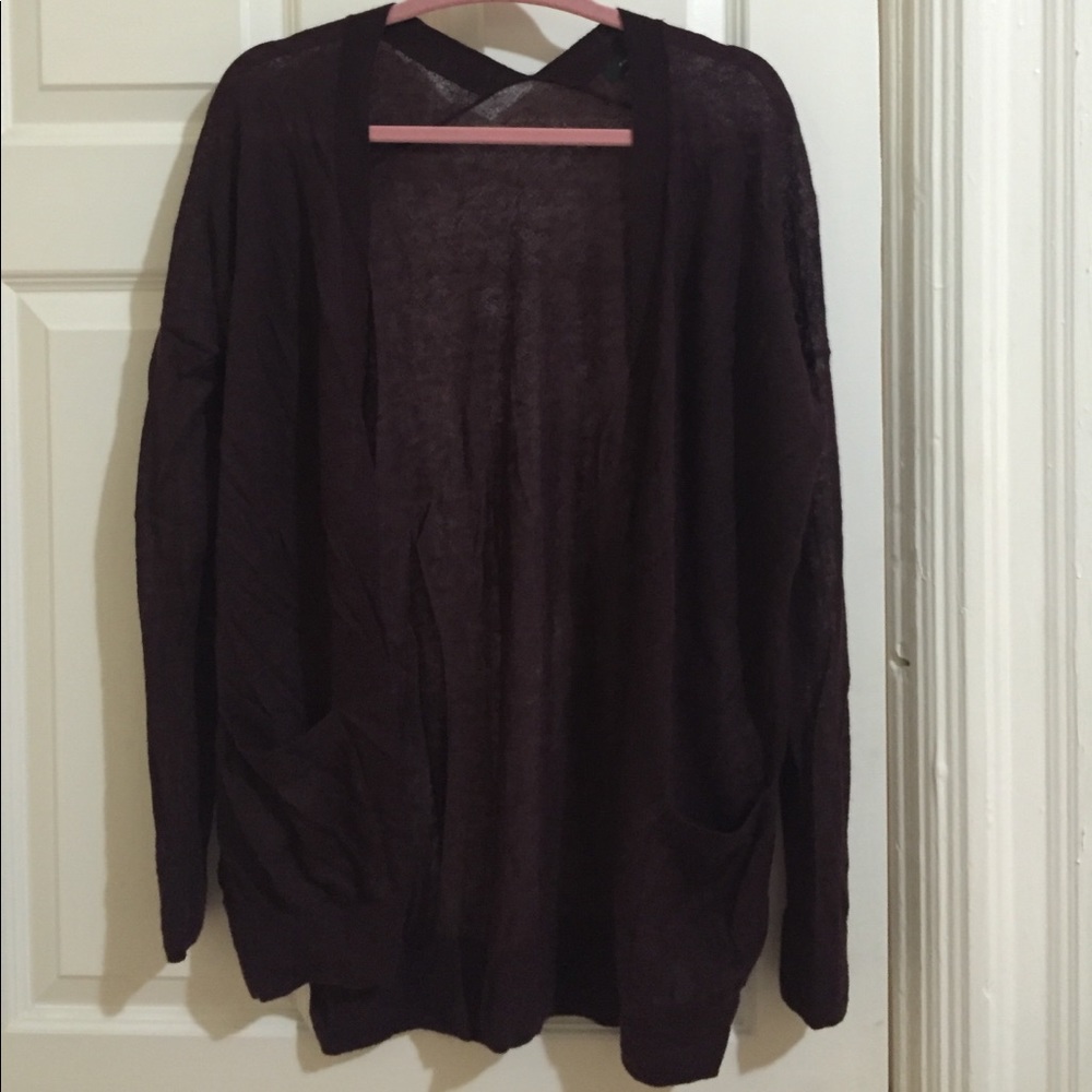Ann Taylor 43% Mohair Burgundy Cardigan Sweater