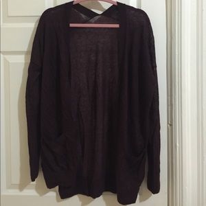 Ann Taylor 43% Mohair Burgundy Cardigan Sweater