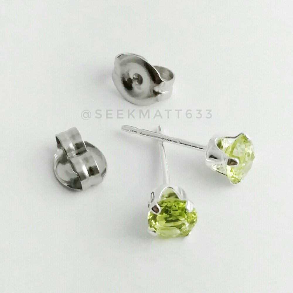 Sterling Silver Green Genuine Gemstone Earrings