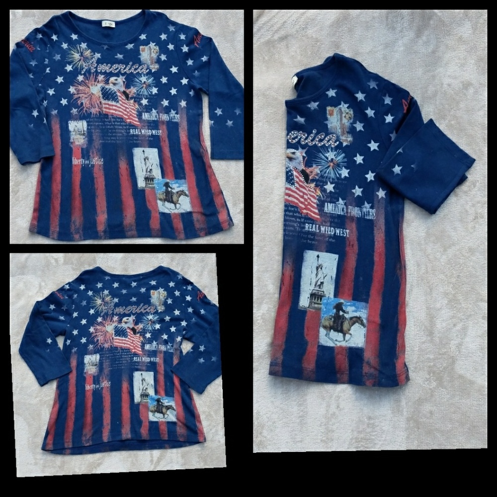 Patriotic 3/4 length sleeve shirt!