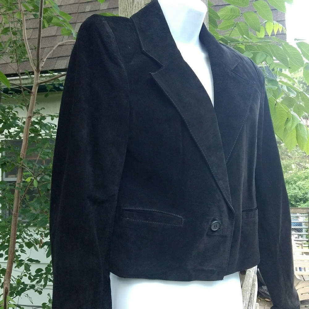 Vintage black suede cropped blazer Size 6