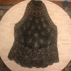 Vintage Beaded Top in Black