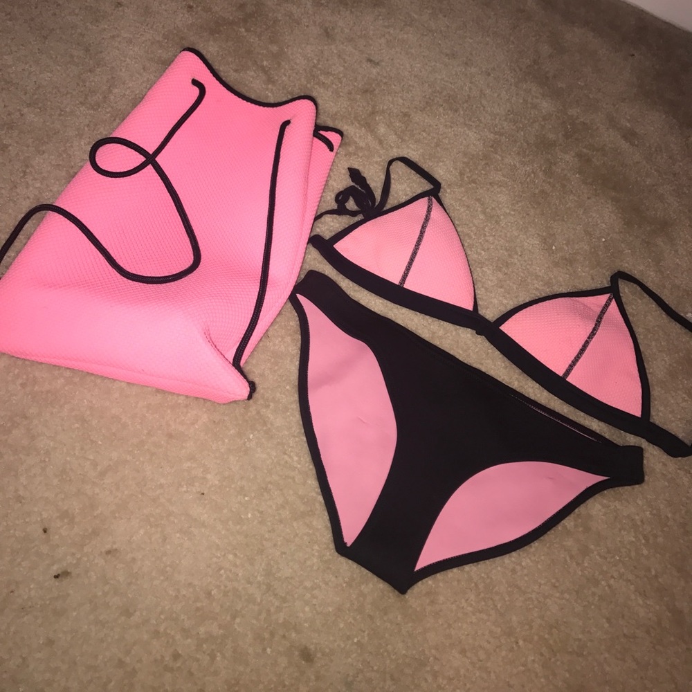 Pink Mesh Triangl Swim Suit (LIGHTLY USED)