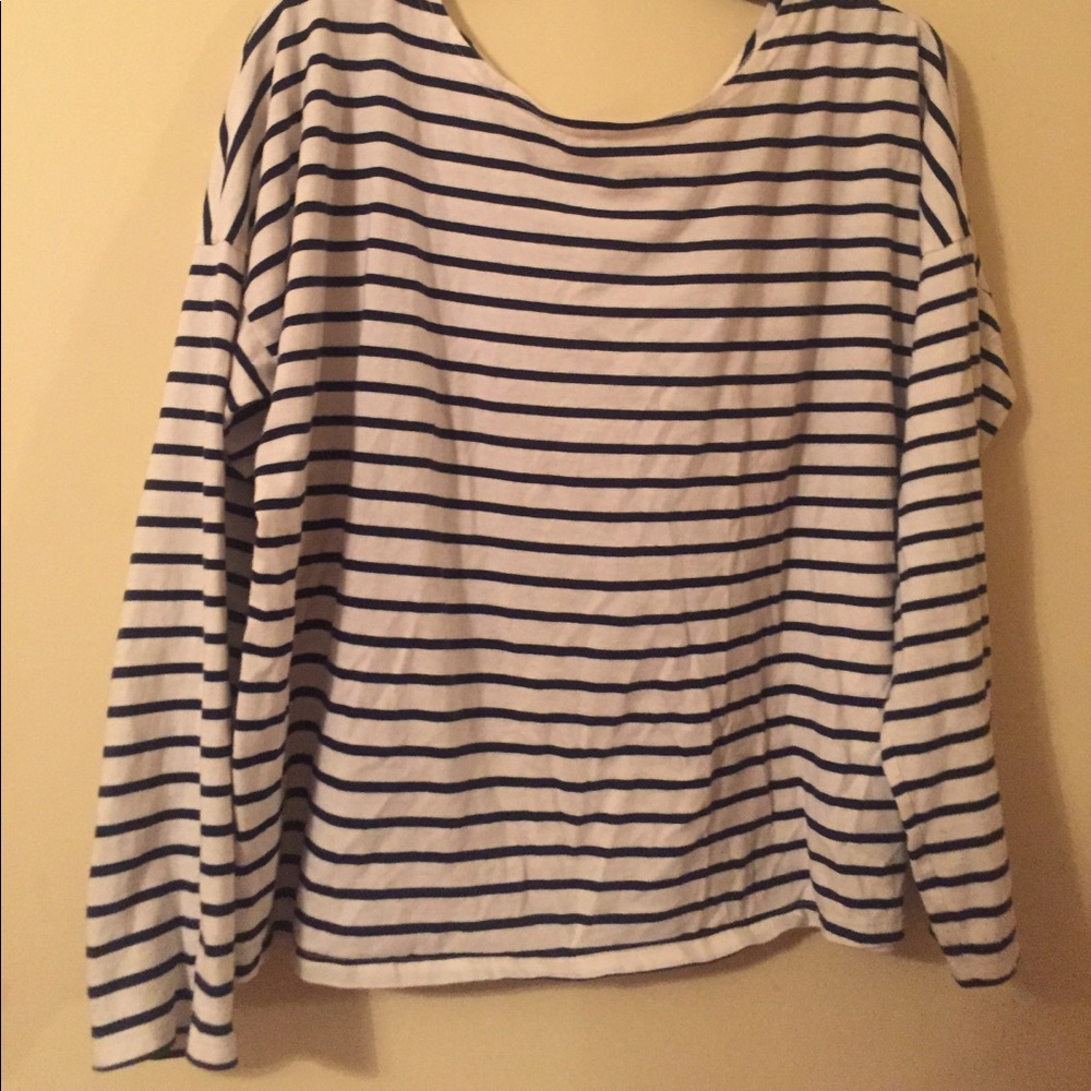 Navy and white striped shirt