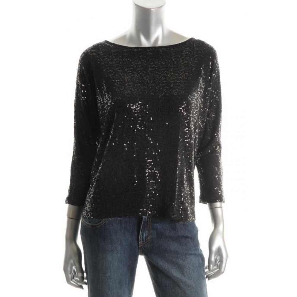INC International Concepts Black Sequin Top