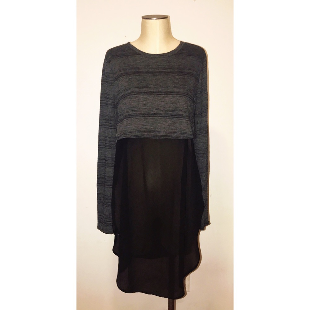 Long Sleeve Partly Sheer Top