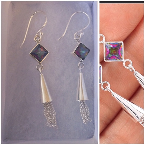 XT Gems Jewelry -  Rainbow Topaz 925 Sterling Silver Earrings