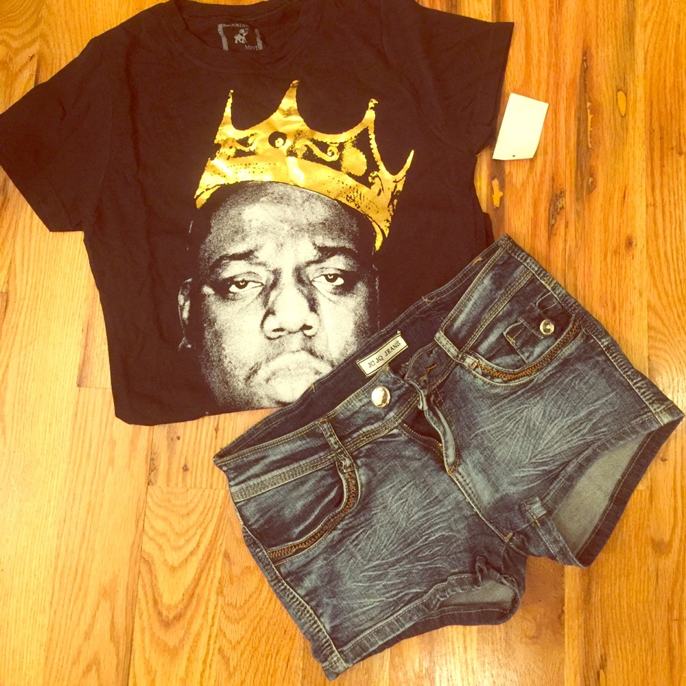 Denim Shorts with Rhinestone Embellishments