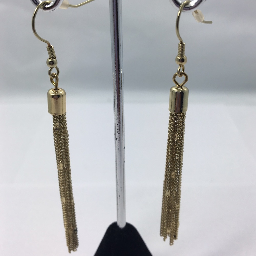 Gold toned hanging chain earrings NWOT