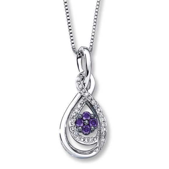 Kay Jewelers Jewelry Purple Diamond Loop Necklace 10K White Gold