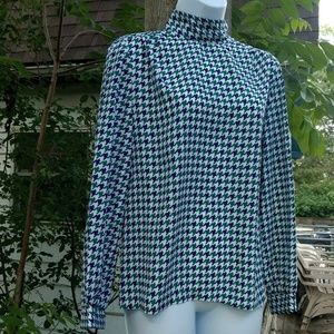 Vintage 80's polyester houndstooth blouse
