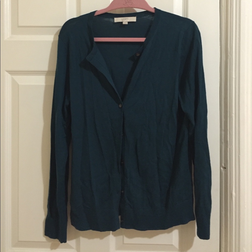 Ann Taylor LOFT Teal Cardigan Sweater