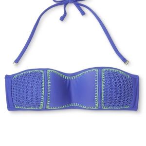 XHILARATION CROCHET BANDEAU BIKINI TOP