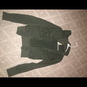 LA hearts green bomber jacket