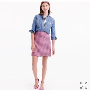 J. Crew pink houndstooth miniskirt