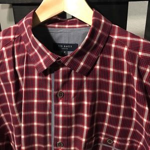 Ted Baker Red Plaid Long Sleeve Shirt TORRI