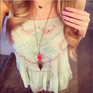 Mint boho boutique top