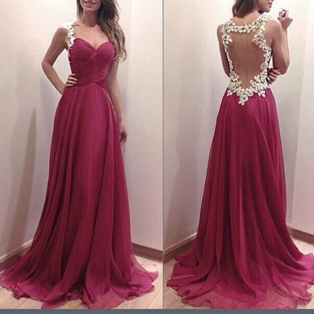 Open back gown with sweetheart top