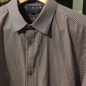 Ted Baker Long Sleeve Geo print Navy Shirt WHODOES