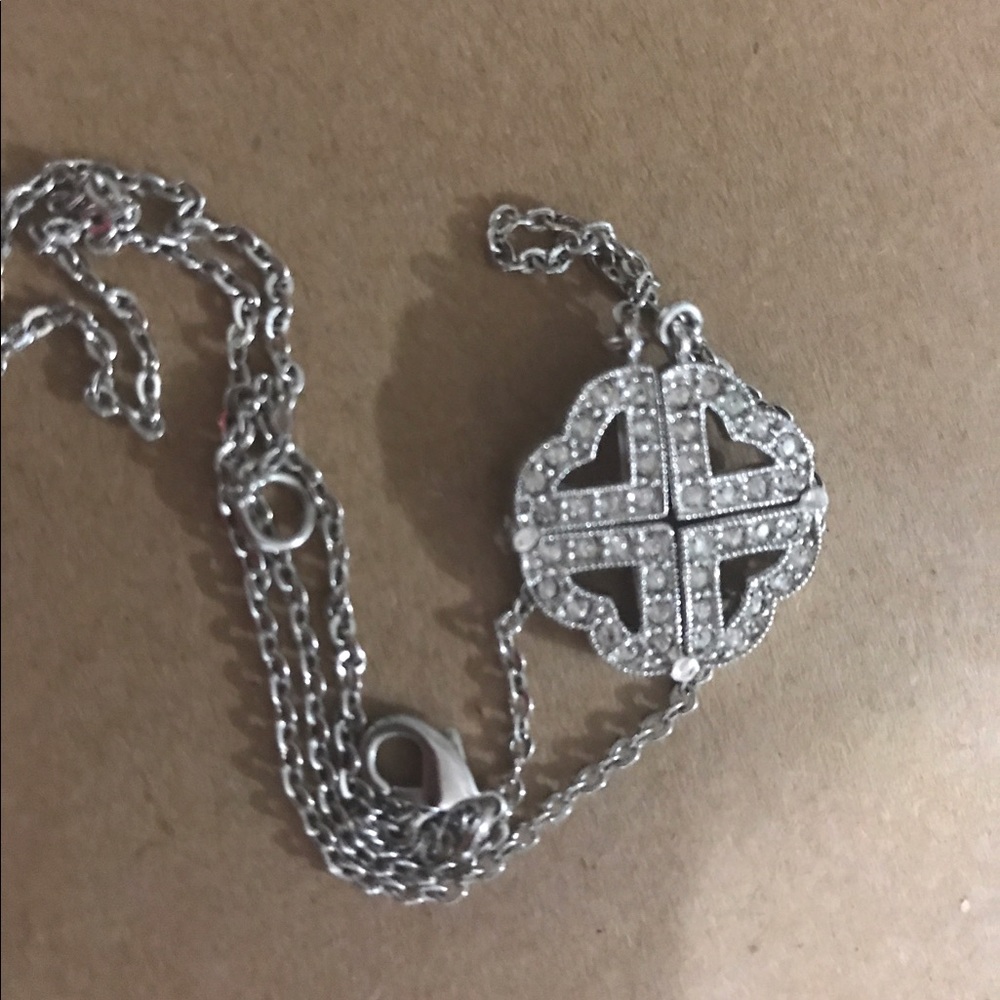 2 shapes in 1 silver necklace
